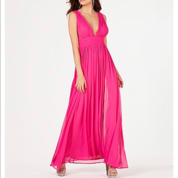 macys pink long dress